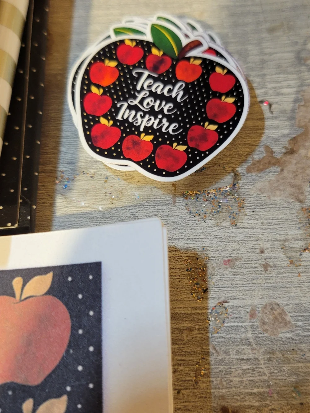 Best Teacher Ever Spiral Notebook - Black with Red Apple Design